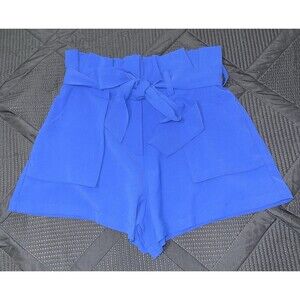 Fabrik Shorts Blue Zip Hook Belt Tie Pockets Women’s Size Medium